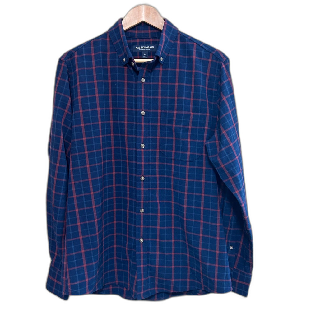 Mizzen + Main Stretch Performance Menswear Plaid Button Down Shirt Large